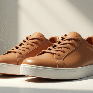 Casual Tan Leather Sneakers